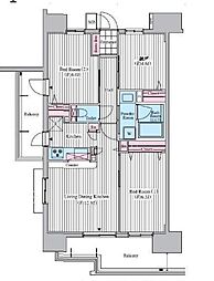 クロスレジデンス東十条 14階2SLDKの間取り