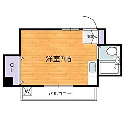 西武有楽町線 新桜台駅 徒歩3分の賃貸マンション 2階ワンルームの間取り