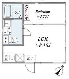 JR山手線 巣鴨駅 徒歩7分の賃貸マンション 3階1LDKの間取り
