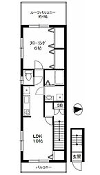 東武東上線 北池袋駅 徒歩2分の賃貸アパート 2階1LDKの間取り