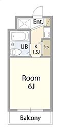 西武有楽町線 新桜台駅 徒歩7分の賃貸マンション 4階1Kの間取り