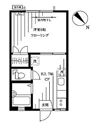 JR山手線 巣鴨駅 徒歩6分の賃貸アパート 1階1Kの間取り