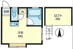 西武有楽町線 新桜台駅 徒歩7分の賃貸アパート 2階ワンルームの間取り