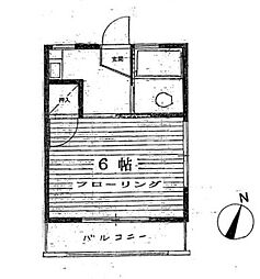 西武池袋線 江古田駅 徒歩6分の賃貸マンション 3階1Kの間取り