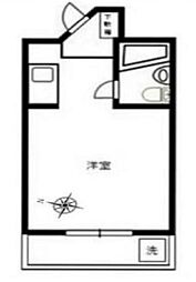 都営大江戸線 練馬駅 徒歩5分の賃貸マンション 2階ワンルームの間取り