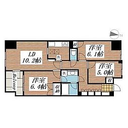 都営大江戸線 光が丘駅 徒歩13分の賃貸マンション 3階3LDKの間取り