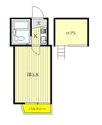 JR山手線 駒込駅 徒歩9分の賃貸アパート 2階1Kの間取り