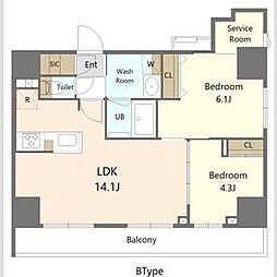 JR高崎線 尾久駅 徒歩3分の賃貸マンション 6階2SLDKの間取り