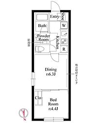 グローリオシェルト池袋V 2Kの間取図画像