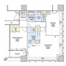レジディアタワー上池袋タワーサイド 2LDKの間取図画像