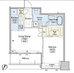 レジディアタワー上池袋タワーサイド 1LDKの間取図画像