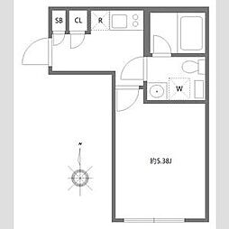 Ludens本蓮沼2 1Kの間取図画像
