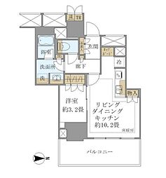ブリリアタワー池袋West 1LDKの間取図画像