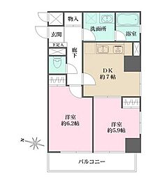 藤和シティコープ飛鳥山公園 2DKの間取図画像