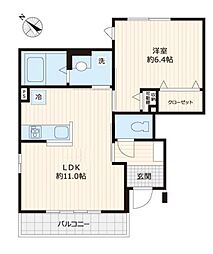 ビューノ文京千石 1LDKの間取図画像