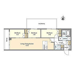 ASYLCOURT練馬中村橋 3LDKの間取図画像