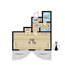 コモド駒込ハイツ ワンルームの間取図画像