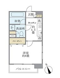 エコロジー白山レジデンス 1Kの間取図画像