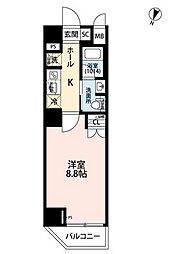 東武伊勢崎線 西新井駅 徒歩5分の賃貸マンション 3階1Kの間取り