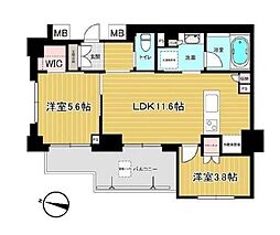 アトラスシティ千歳烏山グランスイート 杜ノ棟(4階/4階建) 2LDKの間取図画像