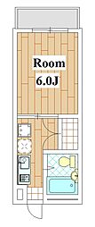 フローレス洗足 1Kの間取図画像