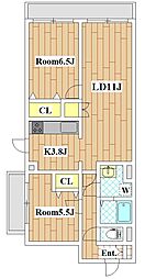 グリーンバレー等々力 2LDKの間取図画像