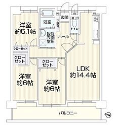 エイルヴィラ大橋南 3LDKの間取図画像