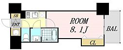 Luxe新大阪SOUTH 6階1Kの間取り