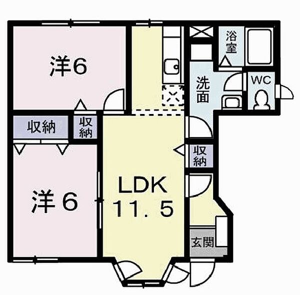 兵庫県加東市上滝野(賃貸アパート2LDK・1階・53.51㎡)の写真 その2