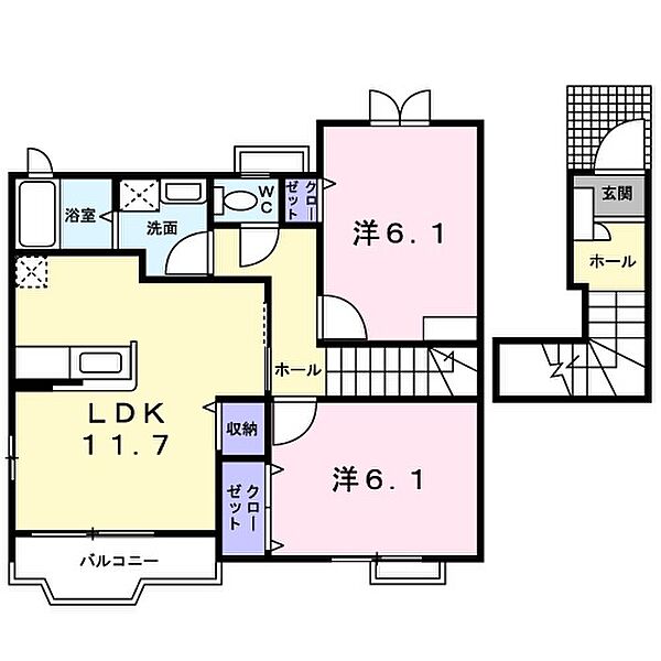 兵庫県加東市木梨(賃貸アパート2LDK・2階・60.51㎡)の写真 その2