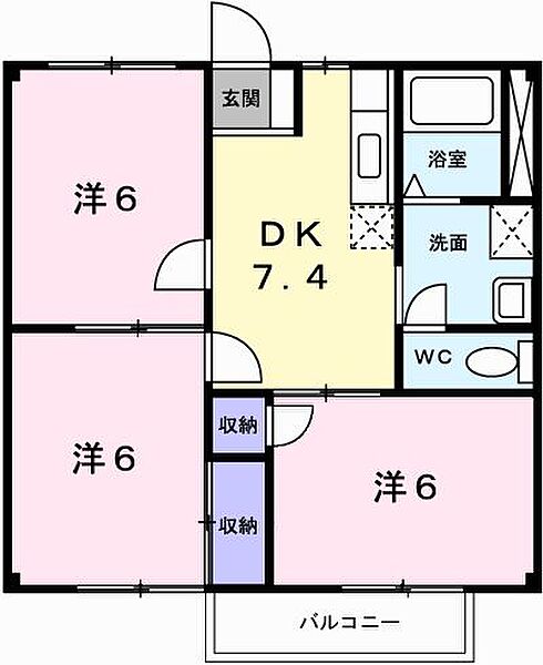 兵庫県揖保郡太子町立岡(賃貸アパート3DK・2階・52.99㎡)の写真 その2