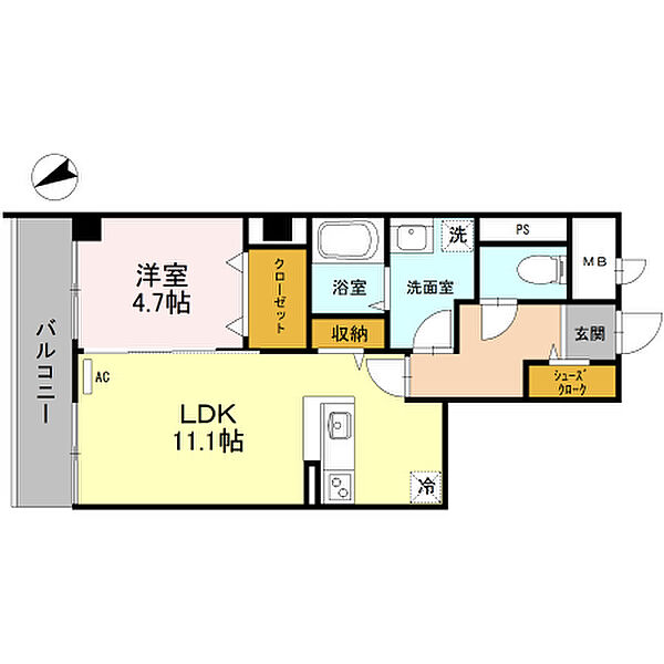 兵庫県姫路市小姓町(賃貸マンション1LDK・5階・45.23㎡)の写真 その2