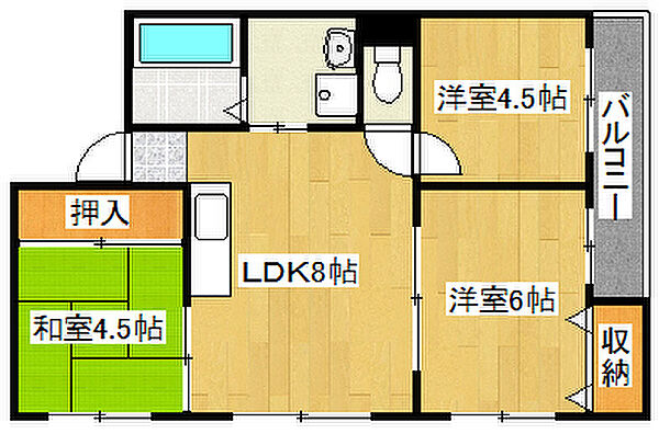 兵庫県神戸市灘区中原通6丁目(賃貸マンション3DK・4階・50.31㎡)の写真 その2