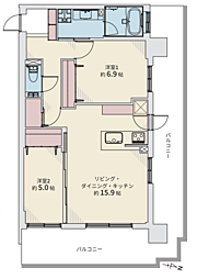 プレミスト札幌ターミナルタワー 2LDKの間取図画像