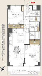 ライオンズマンション薬院第3 2LDKの間取図画像