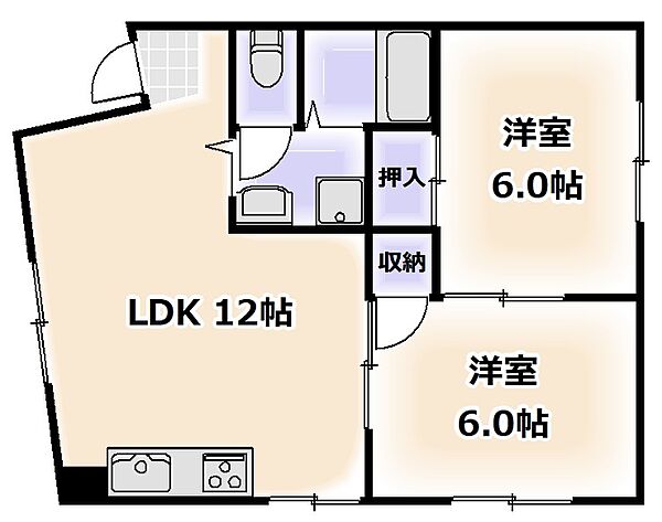 大阪府大阪市阿倍野区天王寺町南2丁目(賃貸マンション2LDK・3階・50.00㎡)の写真 その2