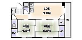 大阪府大阪市阿倍野区文の里1丁目（賃貸マンション2LDK・5階・40.00㎡） その2