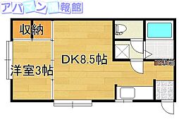 クレセントヨコイ2 1DKの間取図画像