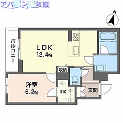 シャーメゾン笹和 1LDKの間取図画像