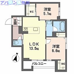 シャーメゾン笹和 2LDKの間取図画像