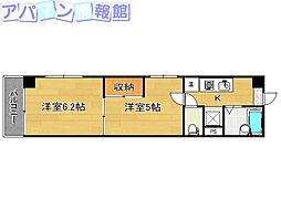 レジデンスカープ新潟 2Kの間取図画像