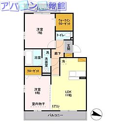 フェイバリッチ新和A 2LDKの間取図画像