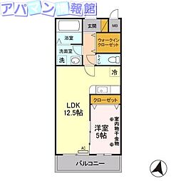 ウィステリア 1LDKの間取図画像