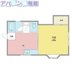 ホワイトハウス 1Kの間取図画像