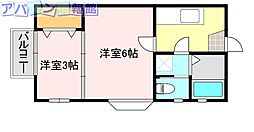 クレセントケント2 2Kの間取図画像