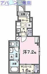 シャトレーベル 1Kの間取図画像