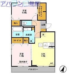 フォルテアA 2LDKの間取図画像