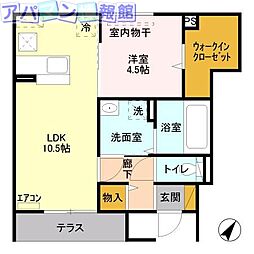 サンロイヤルA 1LDKの間取図画像