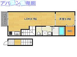 キーウェスト鐙 1LDKの間取図画像