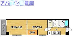 レジデンスカープ新潟 2Kの間取図画像
